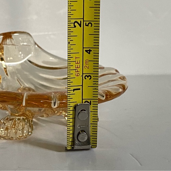 Vintage Shell Glass Trinket Dish Footed Peach Small Beach Ocean 3” EUC Jewelry - Picture 6 of 16